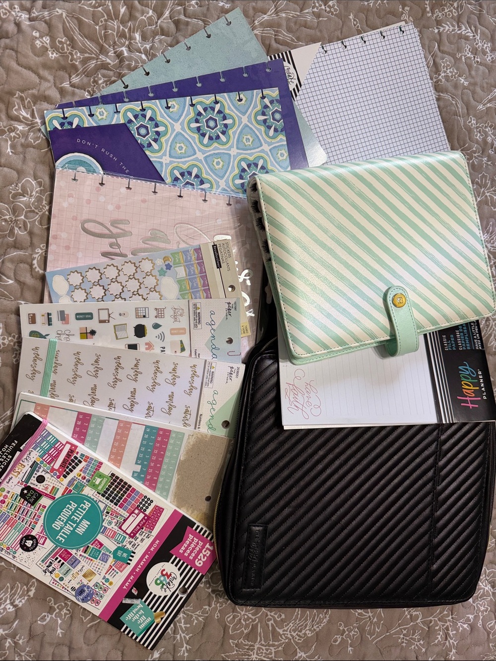 Happy Planner Quilted Cover, Dividers, Paper and Stickers Plus 1 6-ring Binder